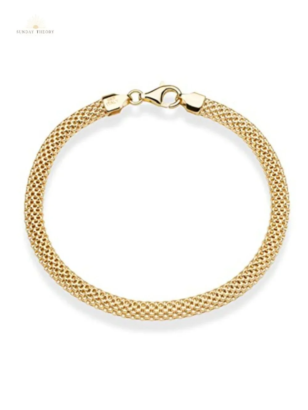 18K Gold Plated 925 Sterling Silver 5mm Mesh Link Bracelet